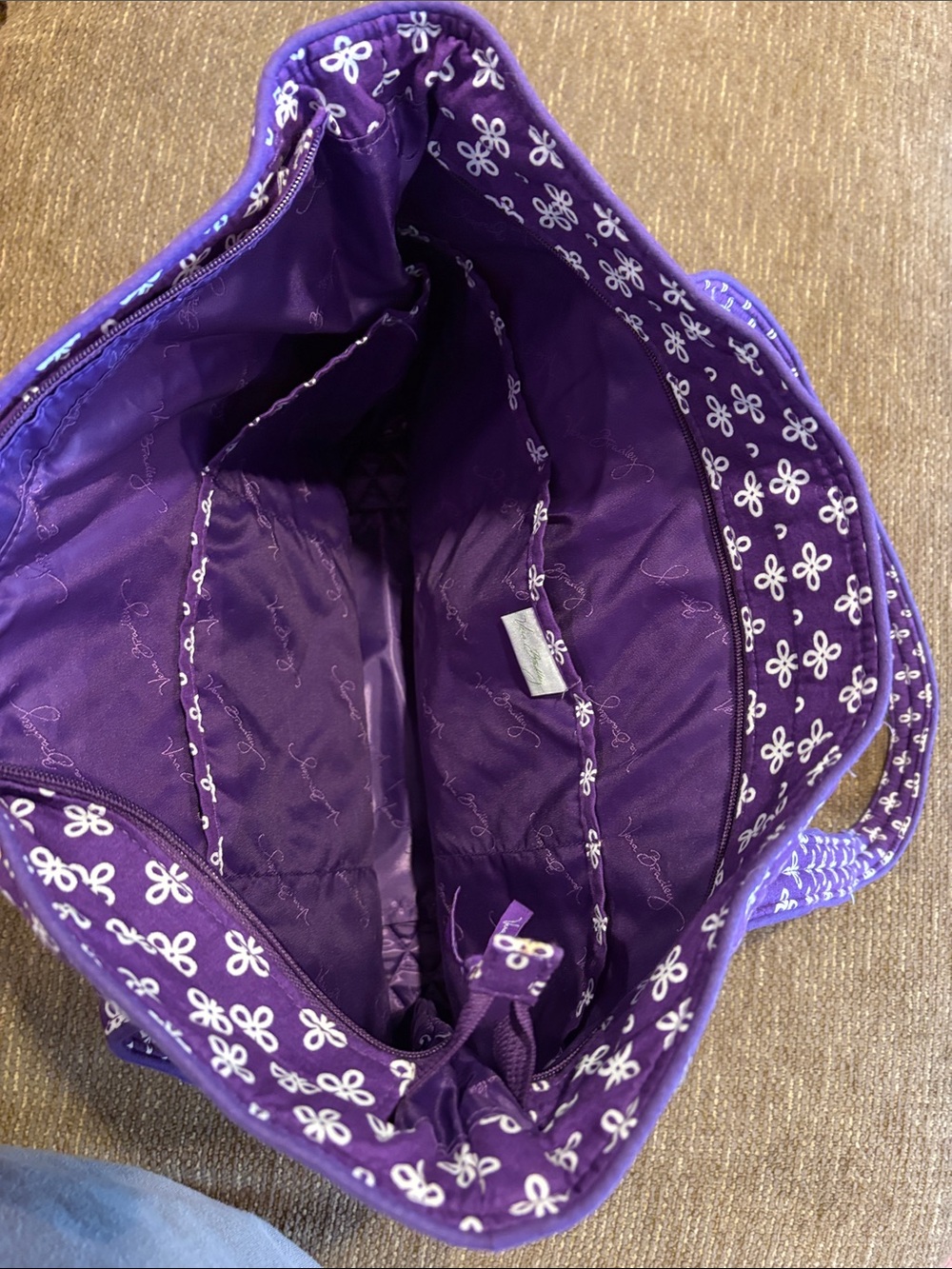 Vera Bradley Purple Quilted Floral Tote - Picture 5 of 10